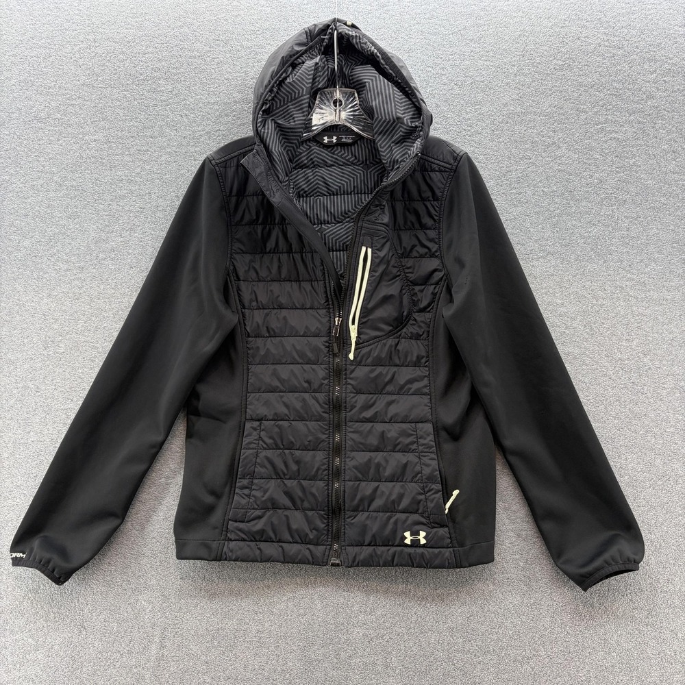 Under Armour Jacket Womens Medium Black ColdGear Infrared Hooded Storm Hybrid
